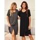 thumbnail image 4 of Ekouaer 2 Pack Nightgowns for Women Button Down Night Shirts Short Sleeve Sleep Shirts V Neck Sleepwear Pajama Dress, 4 of 4