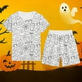thumbnail image 4 of TBWNWG Girls Pajamas Size 6,Boys Casual Pajama Set Comfortable Short Sleeve Halloween Print Outfit Elastic Waist Loungewear for Kids,Size 7-8 Years, 4 of 4