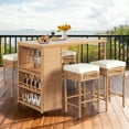 thumbnail image 2 of Ktaxon 5-Pc Patio Bar Set, High-Top Table & 4 Stools w/Wine Holder, PE Wicker, Yellow, 2 of 10