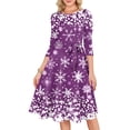 thumbnail image 4 of Women's Cocktail Dresses 3/4 Sleeve Vintage Wedding Guest Christmas Dress for Holiday Parties and Special Events,Purple,XL, 4 of 5