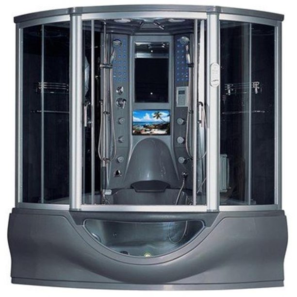 Maya Bath 103 Superior Combination Steam Shower With Jetted Tub, Grey