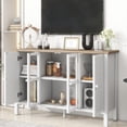 thumbnail image 4 of 47.2'' Retro TV Stand with Glass Door Cabinet / 3 Cabinets, Anti-tip Feature for Living Room Use, 4 of 4