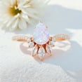 thumbnail image 2 of JEWELRYTREASURE 7x5 MM / 1.5 ct Fire Opal Engagement Ring Rose Gold Plated Bridal Ring Curved Diamond Jewelry Christmas Day Gift for Women, 2 of 8