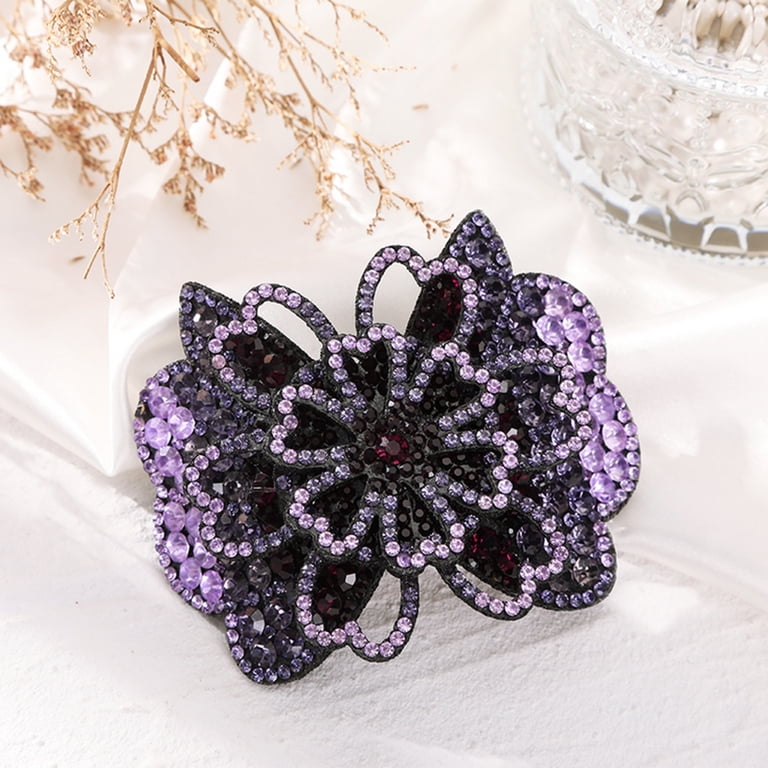 rygai Non-Slip Elastic Large Hair Clip Elegant Rhinestone 