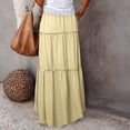 thumbnail image 6 of Kixjoy Long Skirts for Women Elastic High Waisted Maxi Skirt Lounge Drawstring A-Line Tiered Skirts Holiday Basic Soft Trendy Outfits for Women, Yellow L, 6 of 7