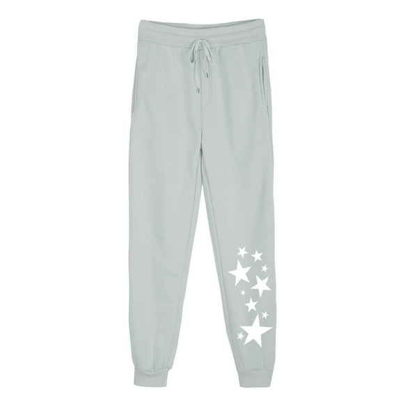 USNSM Women's Baggy Sweatpants Star Printed Sweatpants Y2K Drawstring Flared Pants Casual Jogger Pants with Pockets Gray S
