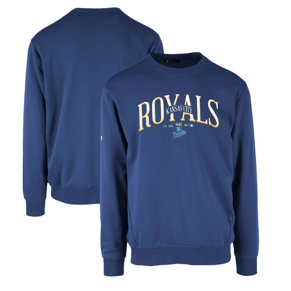 Men's Levelwear Royal Kansas City Royals Zane Cooperstown Collection Retro Spellout Pullover Sweatshirt