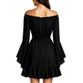 thumbnail image 3 of KICILVS Halloween Outfits for Women Off Shoulder Tie Front Pleated Ruffle Mini Dress Parties Vintage Cosplay Mini Dress with Smocked Waist, 3 of 4