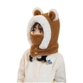thumbnail image 4 of Deals of The Day Clearance TMOYZQ Kids Girls Winter Thick Warm Fuzzy Knit Hats Fleece Cute Bear Ear Long Hooded Scarf with Mask, 4 of 4