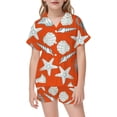 thumbnail image 2 of JAJAHO Kids Girls Pajama Sets Ocean Animal Printed Short Sleeve Satin Sleepwear Summer Loungewear Shorts Set 2-13Y, 2 of 4