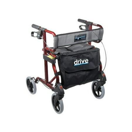 Drive Medical Diamond Aluminum Rollator Walker with Comfortable Mesh Seat and Back