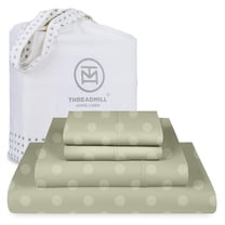 Threadmill Cotton Full Size Sheet Set | 100% Cotton Sheets for Full Size Bed | Damask Jacquard Full Bed Sheets Set with 16” Deep Pocket | Soft Sateen Weave 4-Piece Cooling Bedding Set | Sage Green