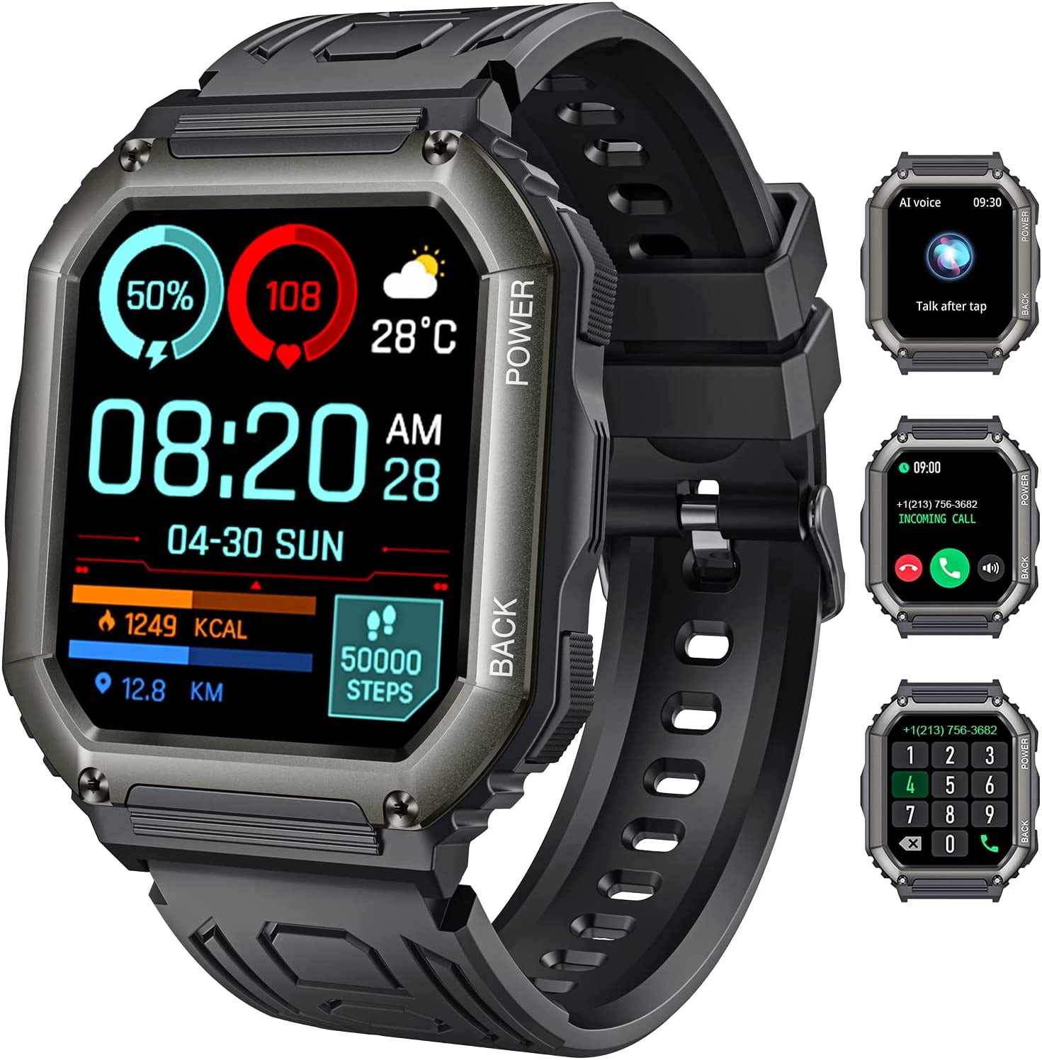 Military Smart Watches For Men, 2022 Newest Smartwatch Black