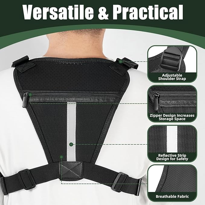Chest Bag for Men,Running Pack Vest for Workouts,Water Resistant Sports Chest Pack For Running