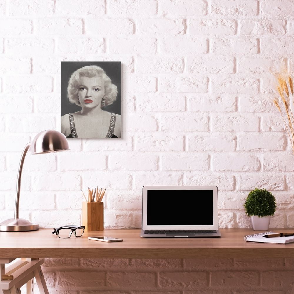 Stupell Industries Marilyn Portrait Black And White Vintage Hollywood Movie Star Classic Illustration Canvas Wall Art by Jadei Graphics