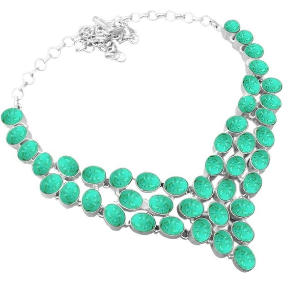 Genuine Turquoise 925 Silver Overlay Handmade Fashion Necklace Jewelry