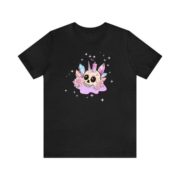 Kawaii Pastel Goth Unicorn Skull T-Shirt, Harajuku Pastel Goth Skull Shirt