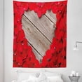 thumbnail image 1 of Rose Tapestry, Vibrant Red Rose Petals on Wood Planks Forming a Heart Shape Romance Love Passion, Fabric Wall Hanging Decor for Bedroom Living Room Dorm, 5 Sizes, Vermilion Cocoa, by Ambesonne, 1 of 1