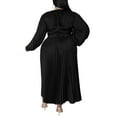 thumbnail image 5 of Capreze Women Dresses Solid Color Maxi Dress Plus Size Long Sleeve Crew Neck Dress Black L, 5 of 5