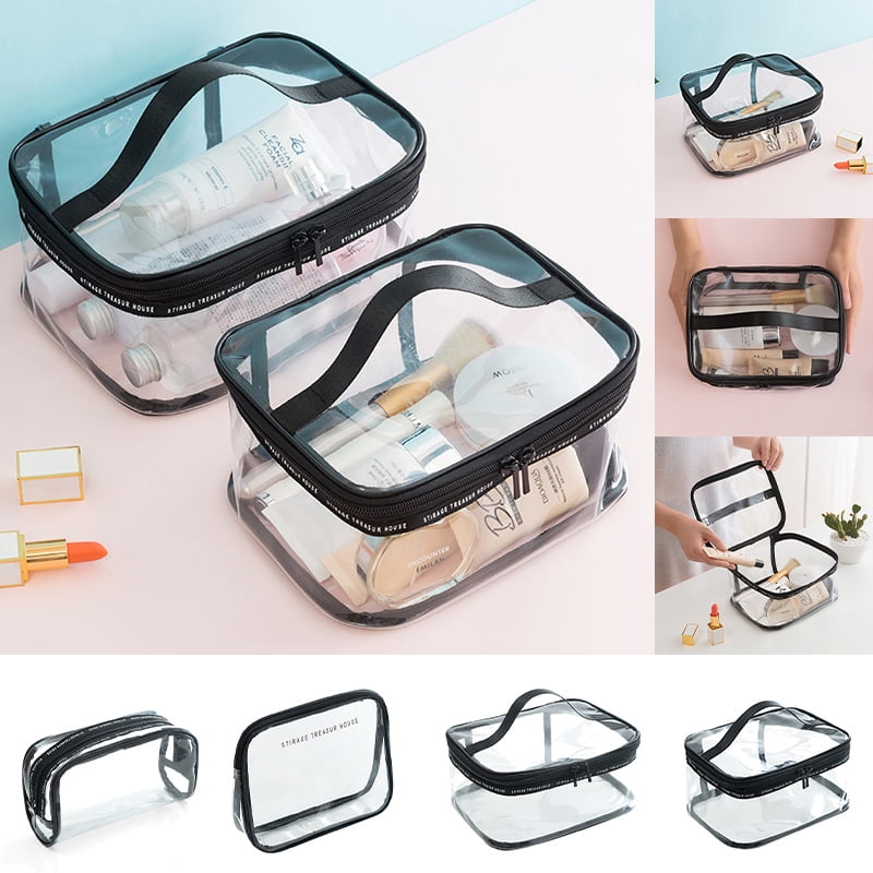 LUXUR - Portable Mini Clear Makeup Bag Zipper Waterproof Transparent ...