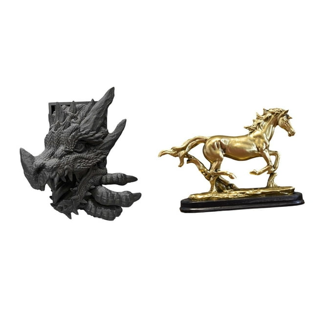 Figura de mesa,Estantes de sujetalibros de dragón Sujetalibros de estatua de dragón,Figura de caballo,Escultura de caballo en miniatura coleccionable,Estatua de animal de adorno de caballo de