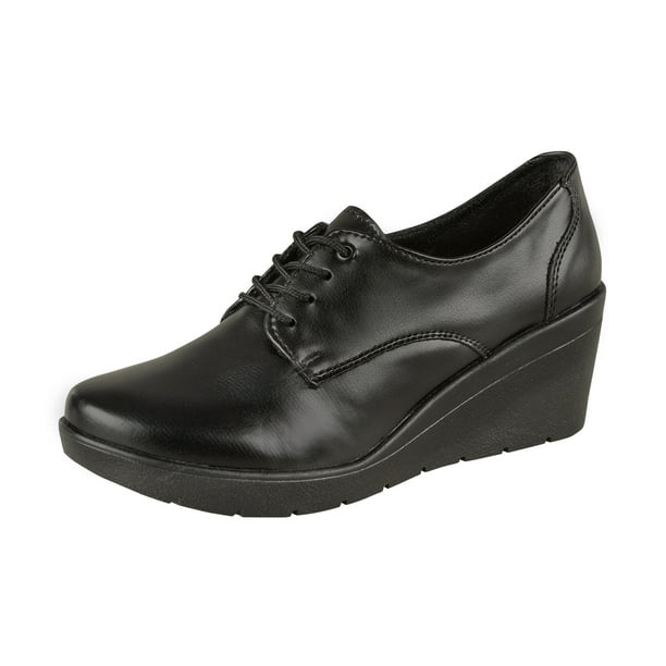 Zapato Confort Clasico Para Mujer CASTALIA 384-36 Negro Con plataforma de cuña CASTALIA 384-36