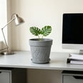 thumbnail image 4 of Large Faux Ceramic Embossed Planter with Sturdy Plastic Construction and Removable Tray, Modern Plant Pot for Flowers, Greenery, and Home Garden Decoration., 4 of 6