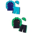 thumbnail image 2 of Boys 3 Piece Swimsuits Sunscreen Wetsuit Long Sleeve Rashguard with Cap for 2T-16T, 2 of 8