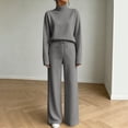 thumbnail image 5 of vdgthytj Sweatsuits Women 2 Piece Outfit Turtleneck Long Sleeve Pullover Tops Drawstring Wide Leg Pants Fall Athleisure Sets(X-Large,Gray), 5 of 7