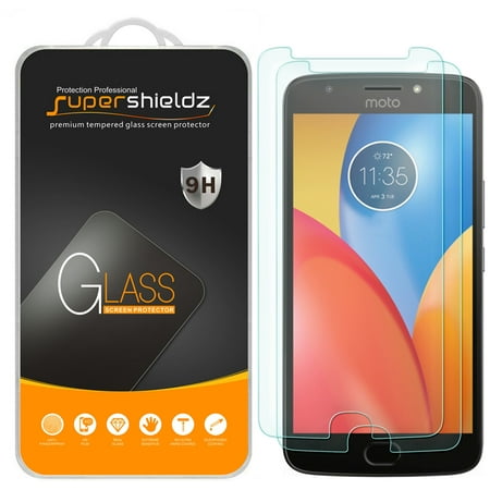 [2-Pack] Supershieldz for Motorola Moto E4 Plus (4th Generation) Tempered Glass Screen Protector, Anti-Scratch, Anti-Fingerprint, Bubble Free