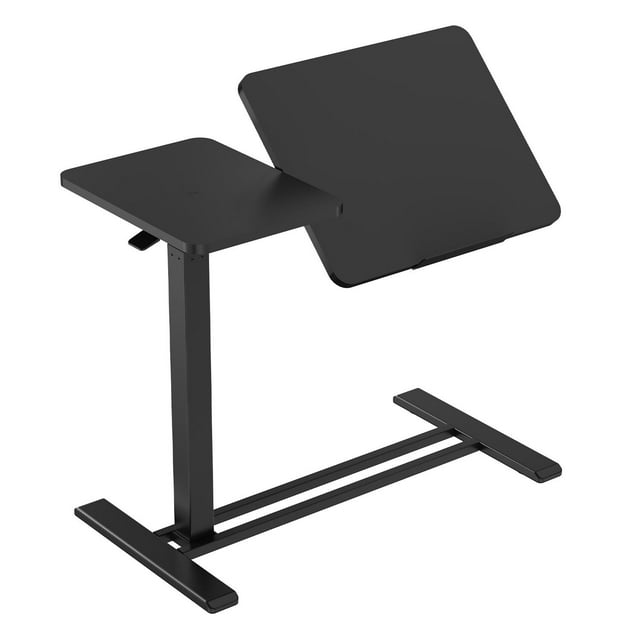 Table de Chevet Mobile au-Dessus du Lit avec Plateau Semi-Renversable et Roulettes Cachées, Bureau Assis-Debout à Hauteur et Angle Réglables, Bureau Roulant pour Ordinateur Portable pour la Maison, le Bureau, l'Étude
