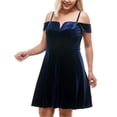 thumbnail image 1 of City Studio Womens Velvet Off-Shoulder Dress, Blue, Plus Size, 18W, 1 of 1