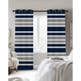thumbnail image 4 of Dark Blue Gray Blackout Curtains for Bedroom Living Room Darkening Curtains 84 Inch Length 2 Panels Set Horizontal Stripe Minimalist Geometric Window Curtain Window Treatment Grommet Drapes 42"x84", 4 of 9