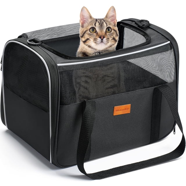 Morpilot Bolsa transportadora para mascotas, bolsa transportadora portátil para gatos con apertura superior, tapete extraíble y malla transpirable, bolsa transportadora plegable para perros y gatos, c