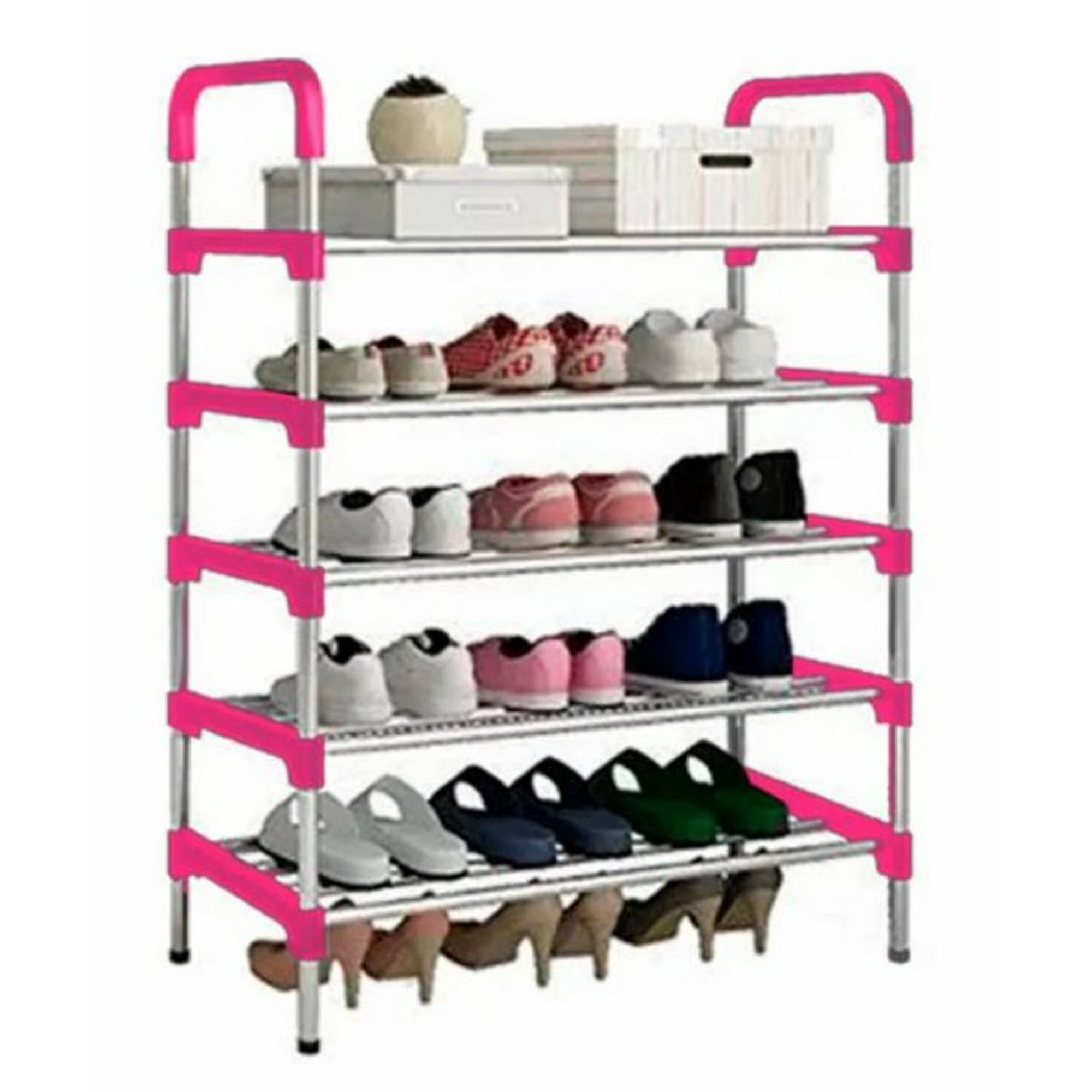 Zapatero Organizador 5 Pisos Estante Zapatos Para 15 Pares Rosa