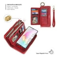 thumbnail image 4 of Samsung Galaxy Note 10 Plus Wallet Detachable Case, Dteck Zipper Purse Phone Case Multi-functional Folio Flip Leather Removable Magnetic Back Cover For Samsung Galaxy Note10+, Red, 4 of 10