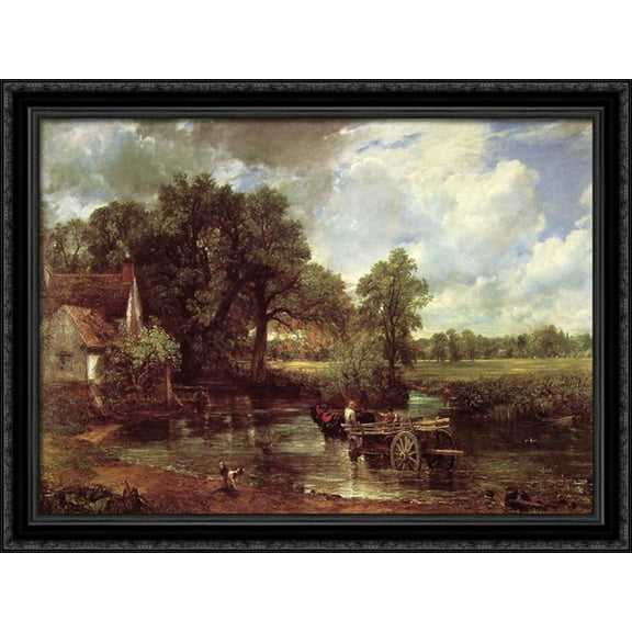 The Hay Wain 38x28 Large Black Ornate Wood Framed Canvas Art by John Constable
