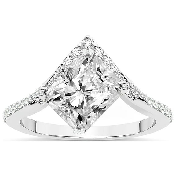 3 Carat IGI Certified Radiant Shape Lab Grown Diamond Engagement Ring | 14K White Gold | Athena Chevron Twist Diamond Ring | FG-VS1-VS2 Quality Friendly Diamonds