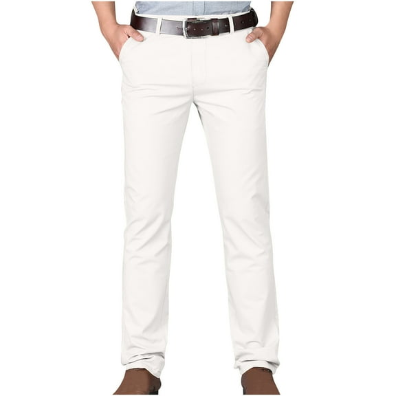 JSGEK Men's Chino Performance Pants Workwear Suit Pants Fashion Derssy Pants for Men Stretch Straight Leg Pants Trendy Male Casual Business Solid Color Regular Fit Comfort Trousers Beige XXL