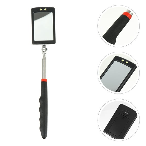 FELTECHELECTR Black Telescopic Inspection Mirror 1Pcs with Led Light for Extended Reach and Narrow Space Inspection