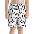 thumbnail image 3 of Wukai Lovely Penguin Print Teen Beach Trunks with Compression Liner Swimsuit Quick Dry Beach Sports Shorts with Pocket -, 3 of 8