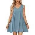 thumbnail image 2 of SHIBEVER Womens Summer Sleeveless Mini Dress Casual Loose V Neck Sundress with Pockets Dresses for Womens Clothes Tunic Casual Swing Dress, 2 of 8