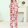 thumbnail image 5 of oqasdz Girls Silk Like Printed Pajama Set Soft Satin Sleepwear Comfortable Kids Loungewear Cute Outfits For Toddler Kids/3-4 Years, 5 of 5