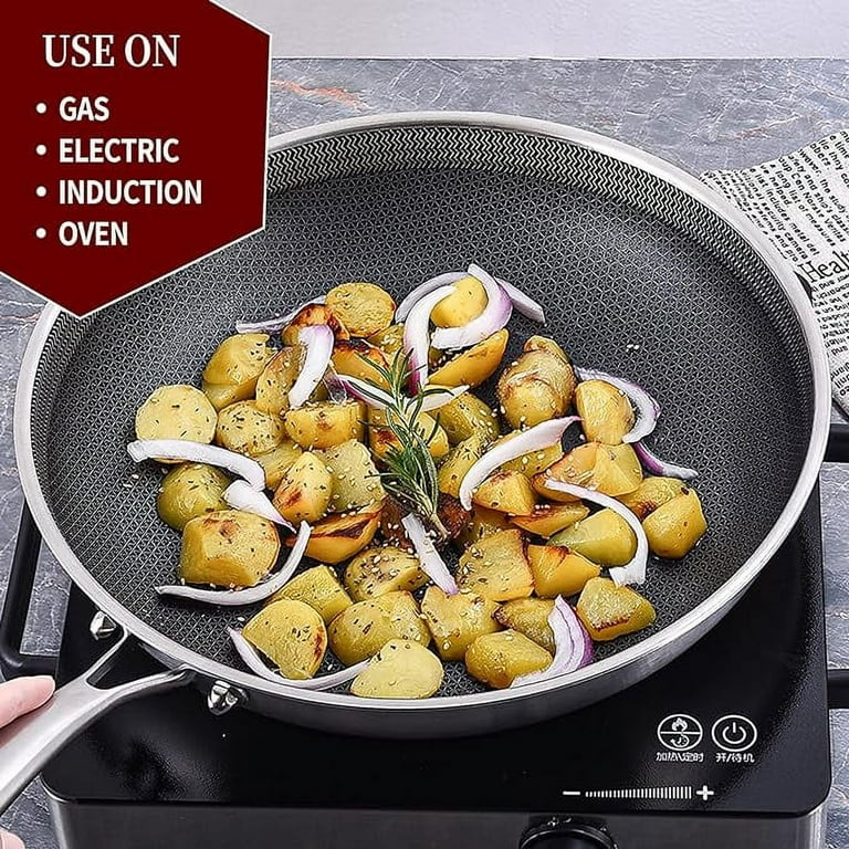 LOLYKITCH 10 Inch Tri-Ply Stainless Steel Saute Pan wih Lid,3 QT Deep  Frying pan,Small Skillet,Jumbo Cooker,Induction Pan,Dishwasher and Oven  Safe.