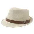 thumbnail image 2 of QLEICOM Hats for Men,Mens Hat,Unisex Solid Color Straw Boater Hat with Classic Wide Brim for Sun Protection and Retro British Style Breathable Fedora Ideal for Summer Beige, 2 of 3