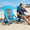 Blue, variant on LAZY BUDDY 2 Pack High Back Beach Chair with Carry Bag, Folding Camping Chair with Cup Holder, Breathable Mesh Back
