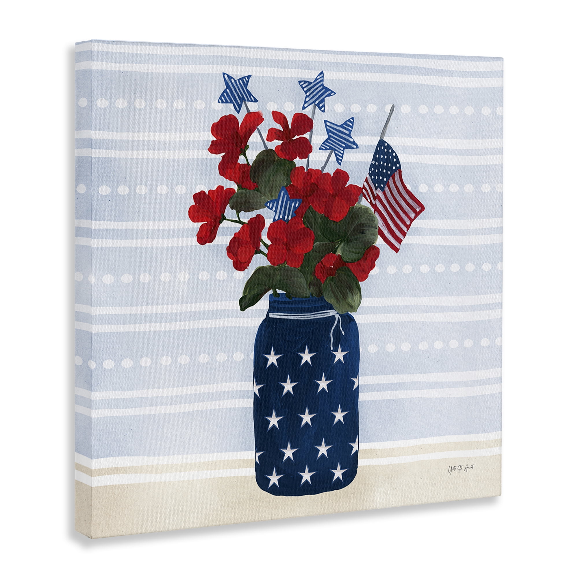 Stupell Industries Stars & Stripes Bouquet Patriotic Painting Wrapped Canvas Art Print Wall Art, 36 x 36