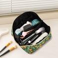 thumbnail image 2 of FORMRS Makeup Bag Travel Cosmetic Organizer for Women Fold Flat Zipper Pouch with Handle, Orange Tree Pattern, 2 of 8