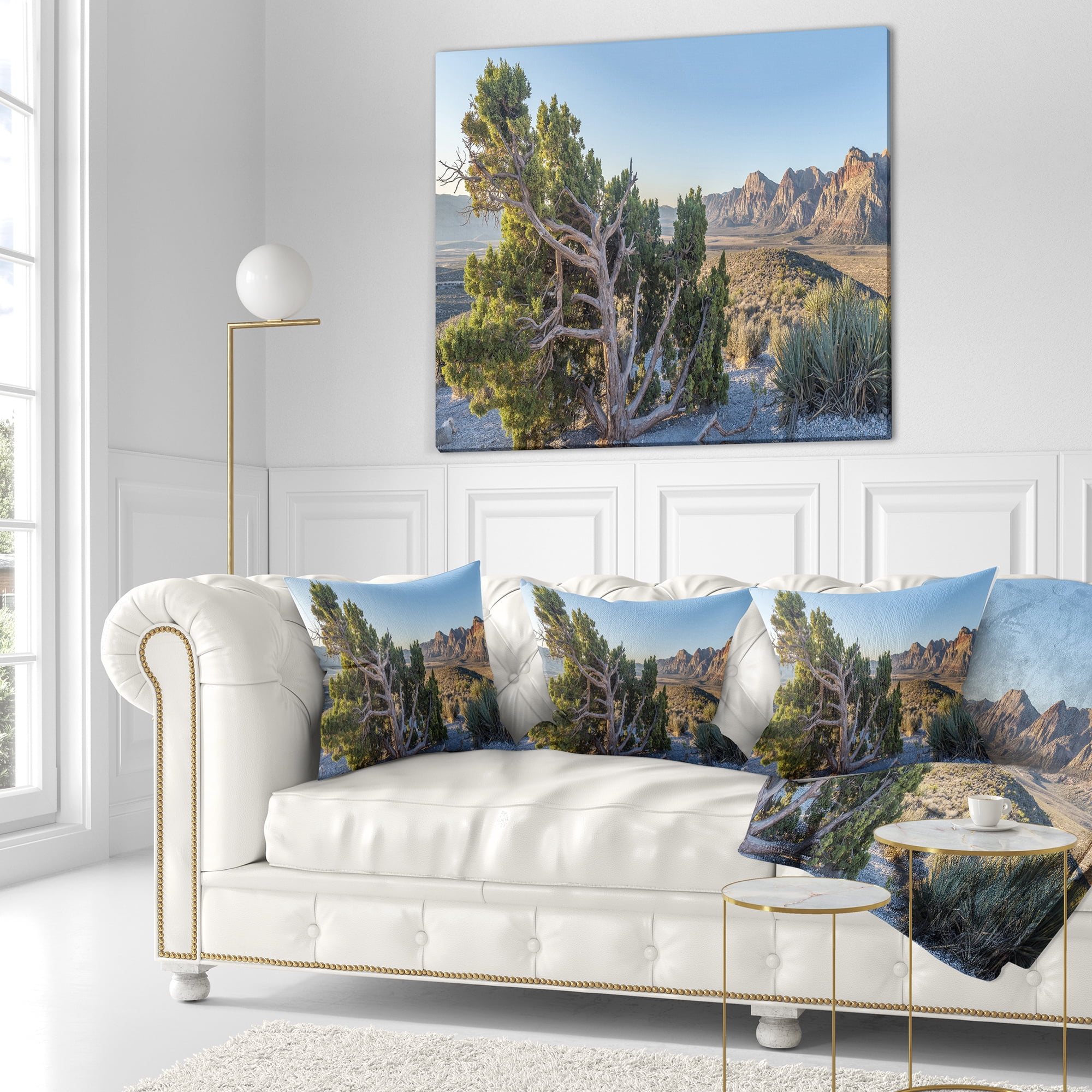Designart Large Rock Canyon Panorama - Landscape Printed Throw Pillow - 18x18