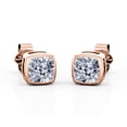 thumbnail image 1 of JeenMata Aros Tipo Botón con Solitario de Moissanita en Forma de Cojín de 1 Quilate Engastados en Bisel en Baño de Oro Rosa de 18 K sobre Plata, 1 of 5